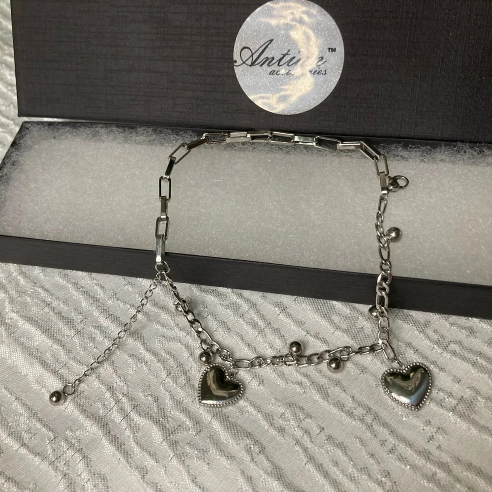 Antian accessories™ Silver-Tone Heart Charm Bracelet